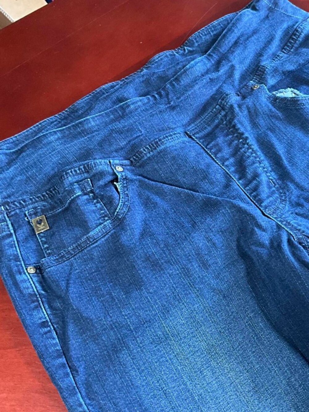 Womens Belle By Kim Gravel Dark Wash Straight Leg Pull-On Stretch Jeans (Sz 16)